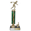 Single Holographic Column One Trim Trophy - Black Marble Base - 13"